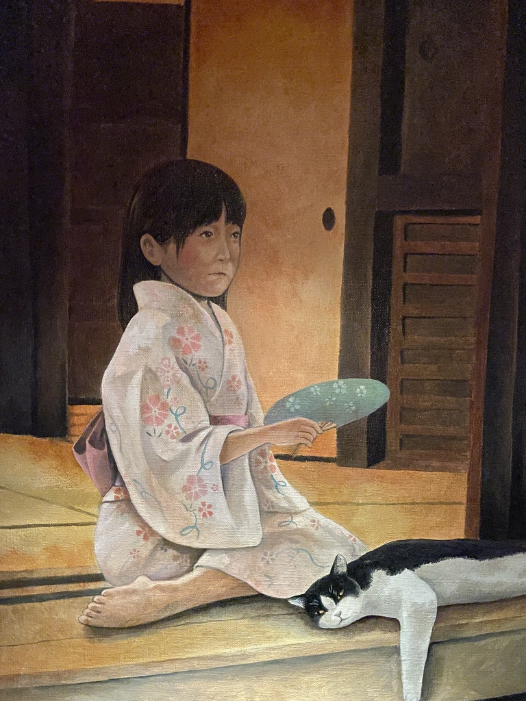 原画「縁側で夕涼み」 油彩 P15