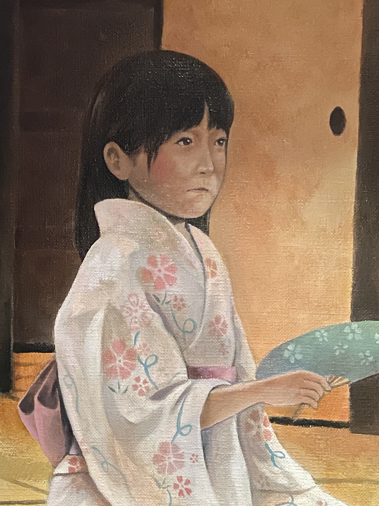 原画「縁側で夕涼み」 油彩 P15