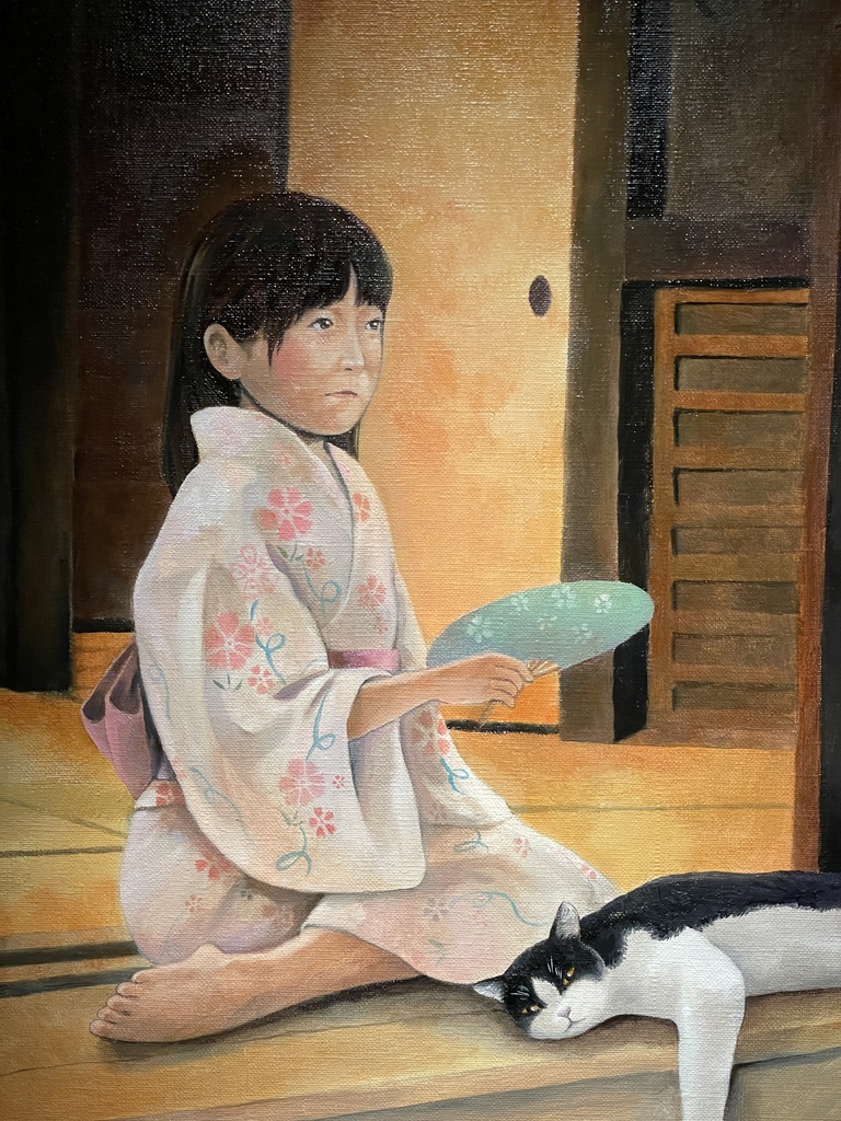 原画「縁側で夕涼み」 油彩 P15