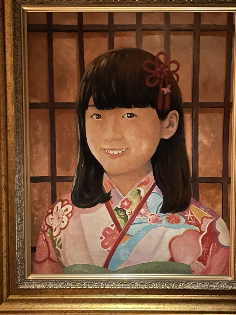 原画「着物のお嬢様の微笑み」 油彩 F6 [KIMONO Girl's smile