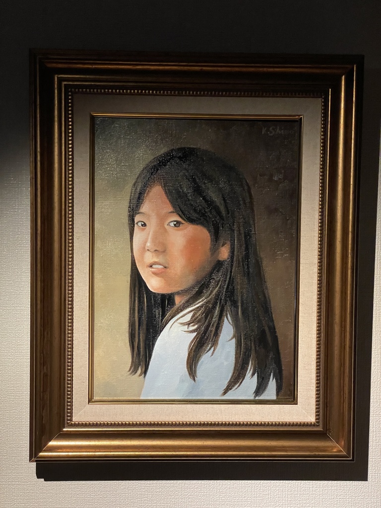 原画 油絵「振り返る少女」F4