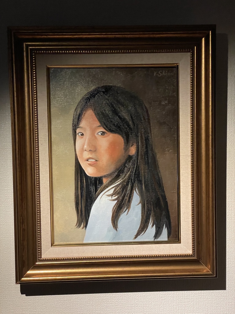 原画 油絵「振り返る少女」F4