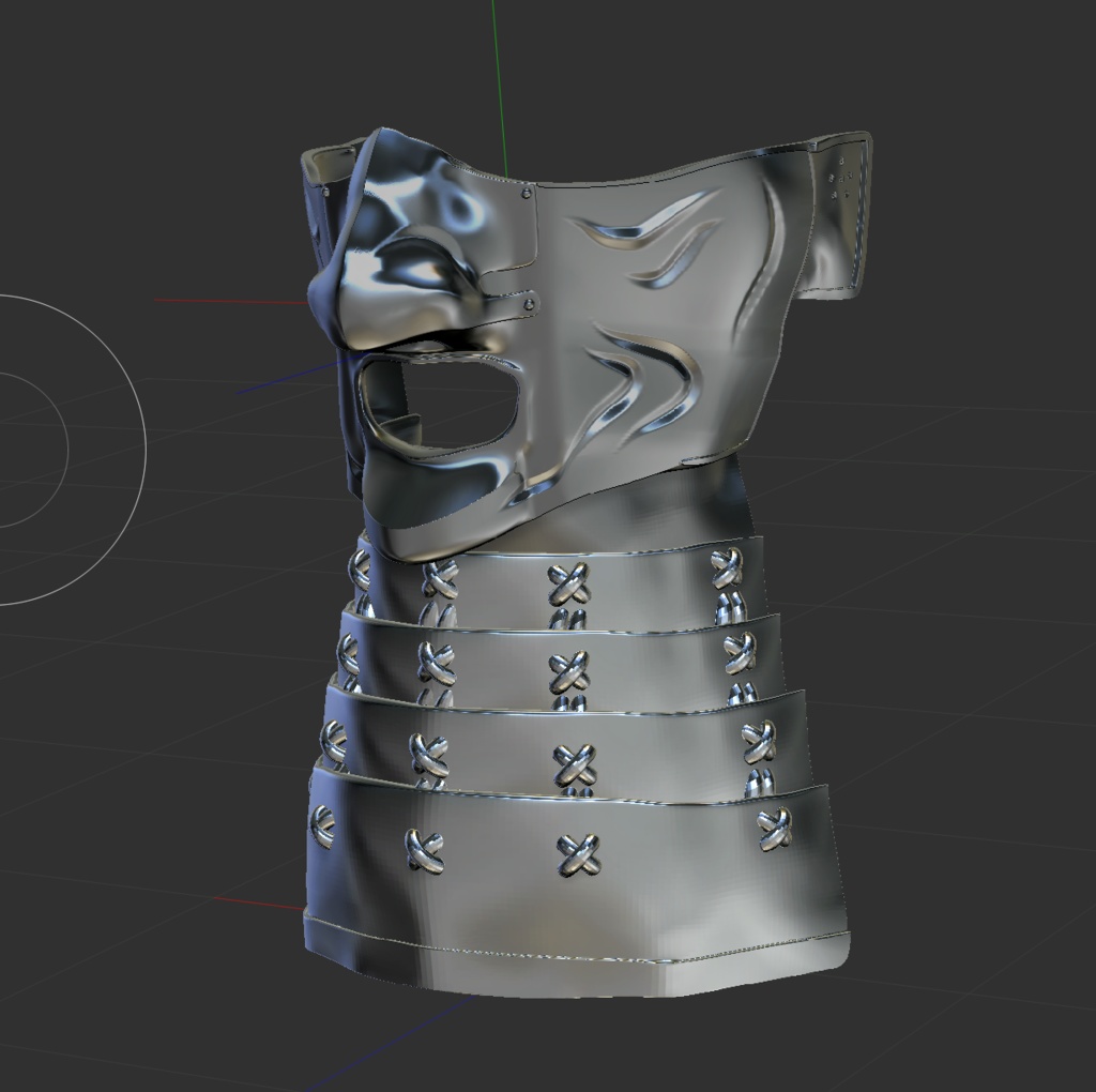 3D日本鎧 面頬(めんぽお)「.obj」