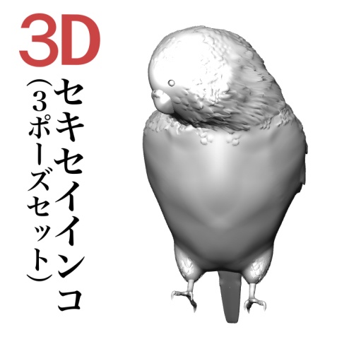 ３Dセキセイインコ（3ポーズセット）　 [.obj][.clip]