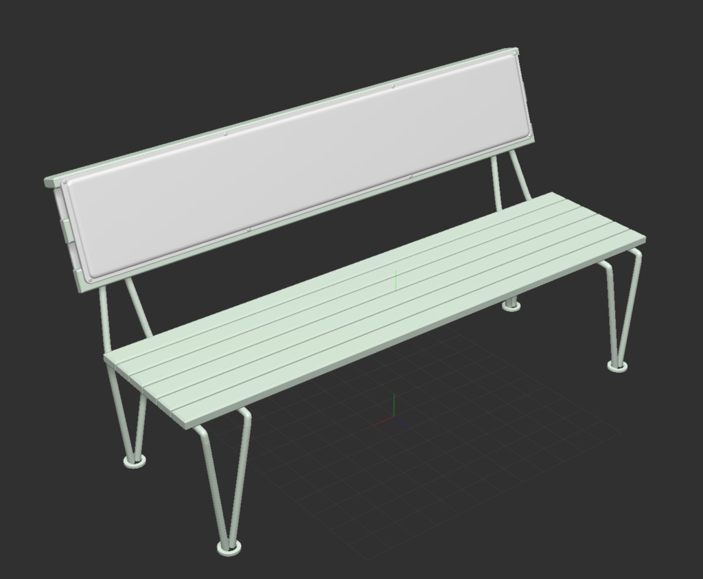 3D昭和レトロ・ベンチ「.FBX」「.obj」「.USDZ」「.clip」「.csmo」