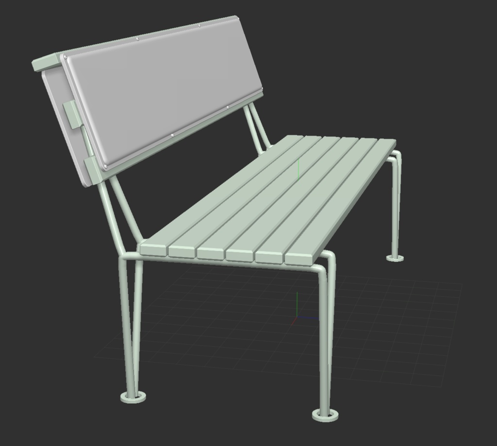 3D昭和レトロ・ベンチ「.FBX」「.obj」「.USDZ」「.clip」「.csmo」