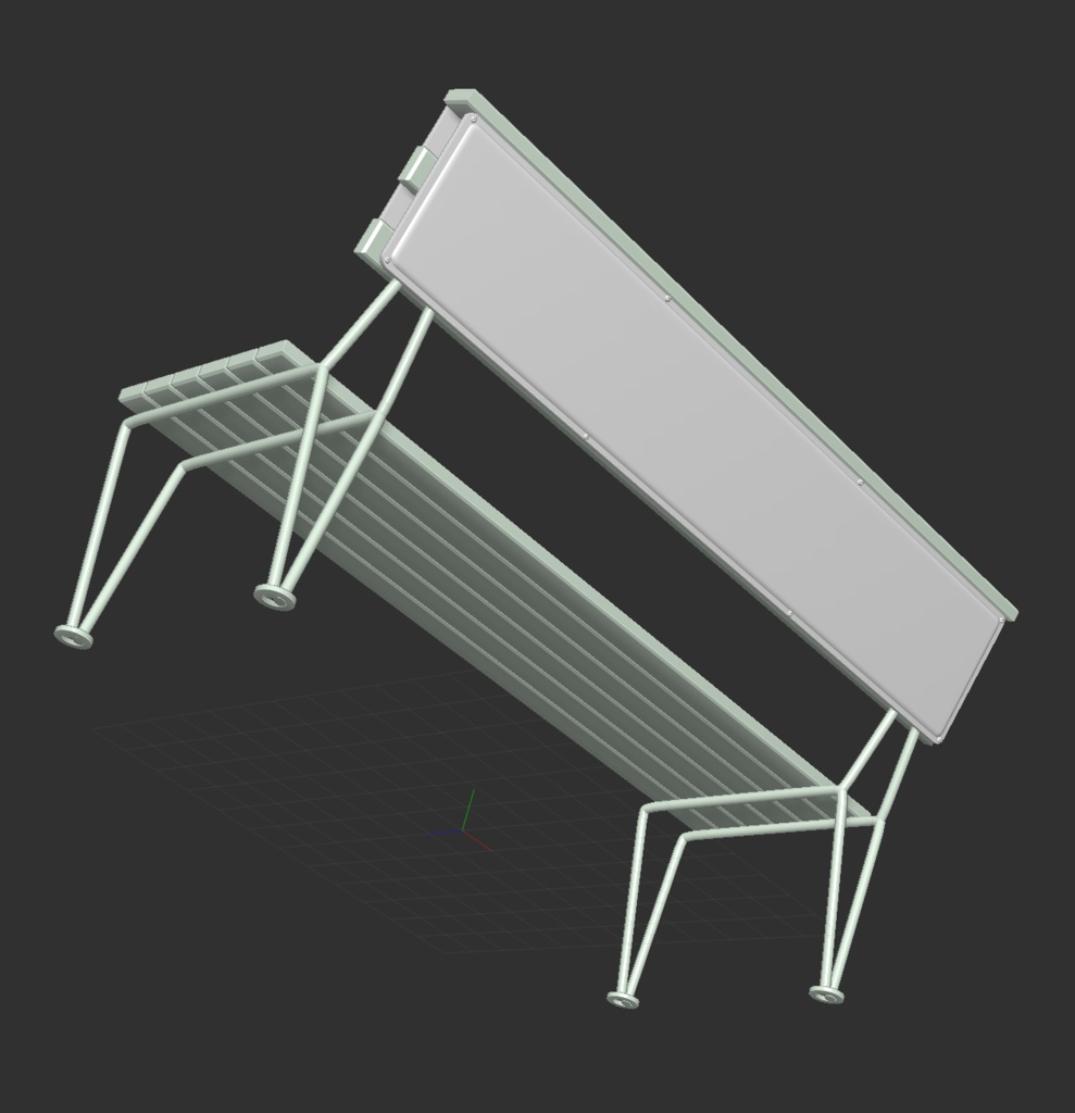 3D昭和レトロ・ベンチ「.FBX」「.obj」「.USDZ」「.clip」「.csmo」