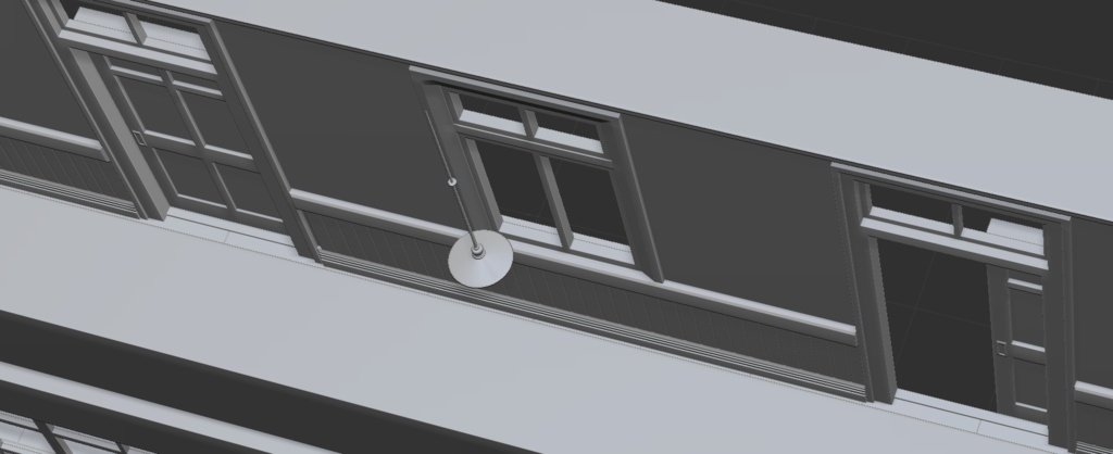 3D大正・昭和レトロ木造洋館の長い廊下「.obj」「.csmo」