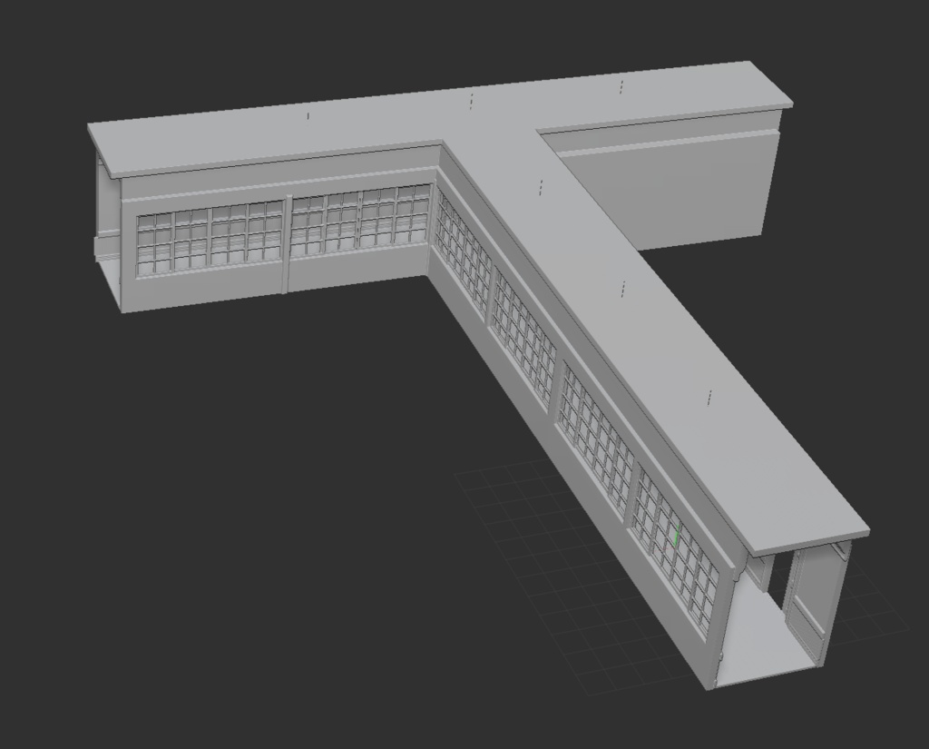 3D大正・昭和レトロ木造洋館の長い廊下「.obj」「.csmo」