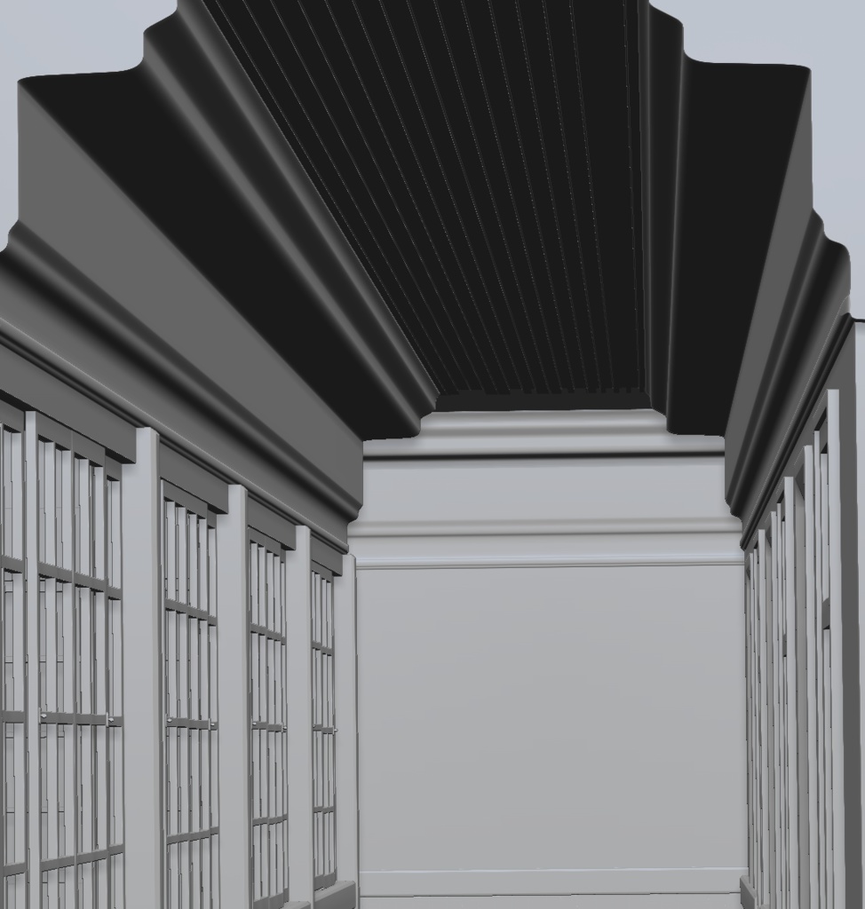 3D大正・昭和レトロ木造洋館の長い廊下「.obj」「.csmo」