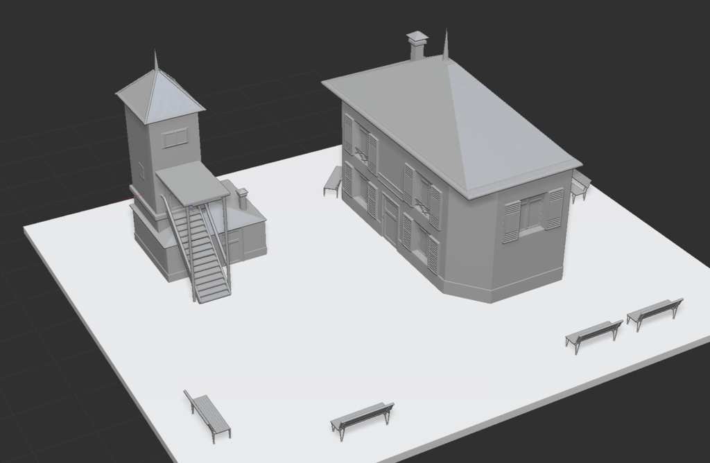 3D十九世紀欧州路地(製粉場とパン屋と公園)「.obj」「.csmo」