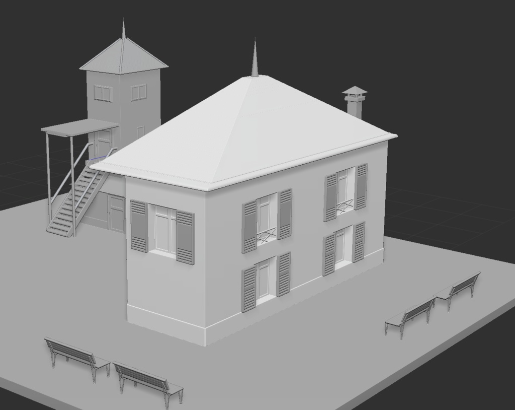 3D十九世紀欧州路地(製粉場とパン屋と公園)「.obj」「.csmo」