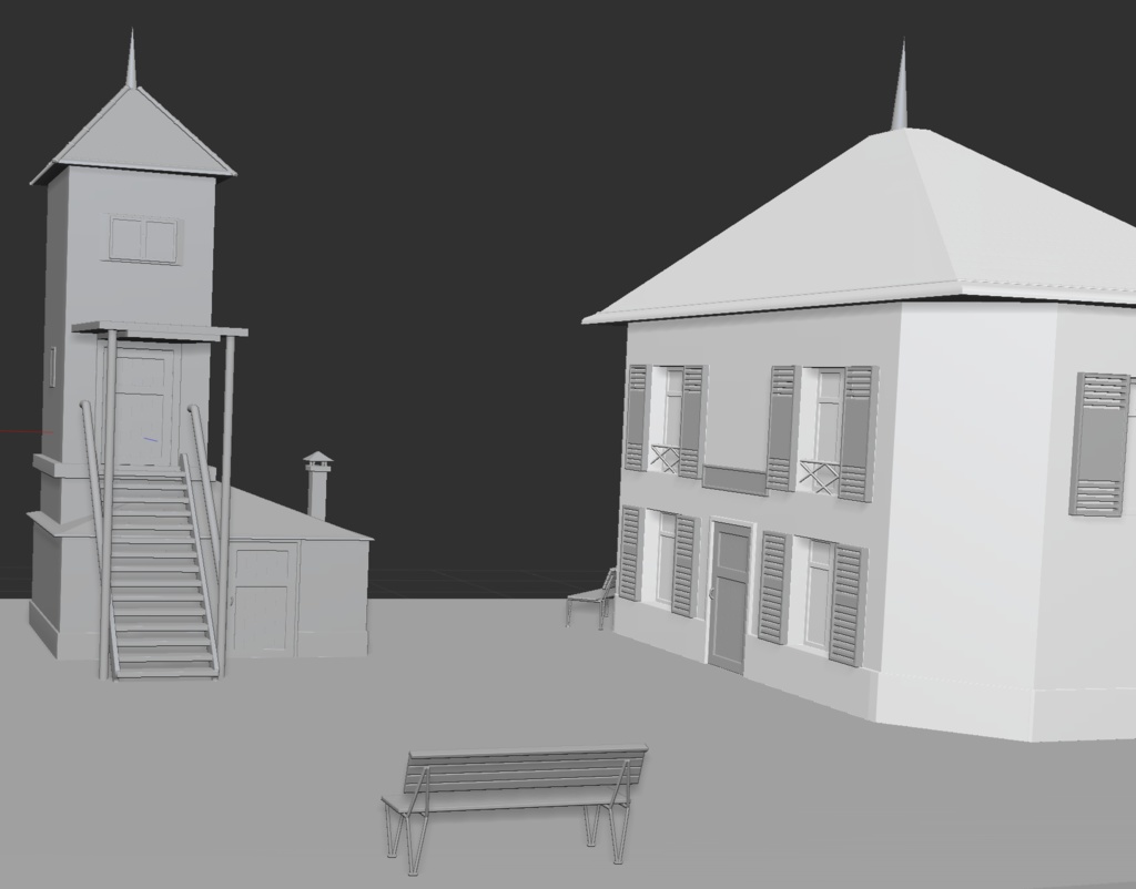 3D十九世紀欧州路地(製粉場とパン屋と公園)「.obj」「.csmo」