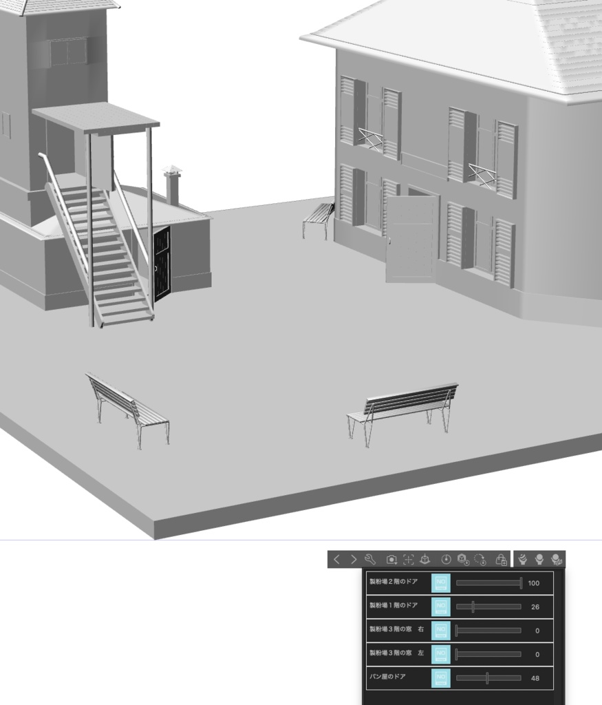 3D十九世紀欧州路地(製粉場とパン屋と公園)「.obj」「.csmo」