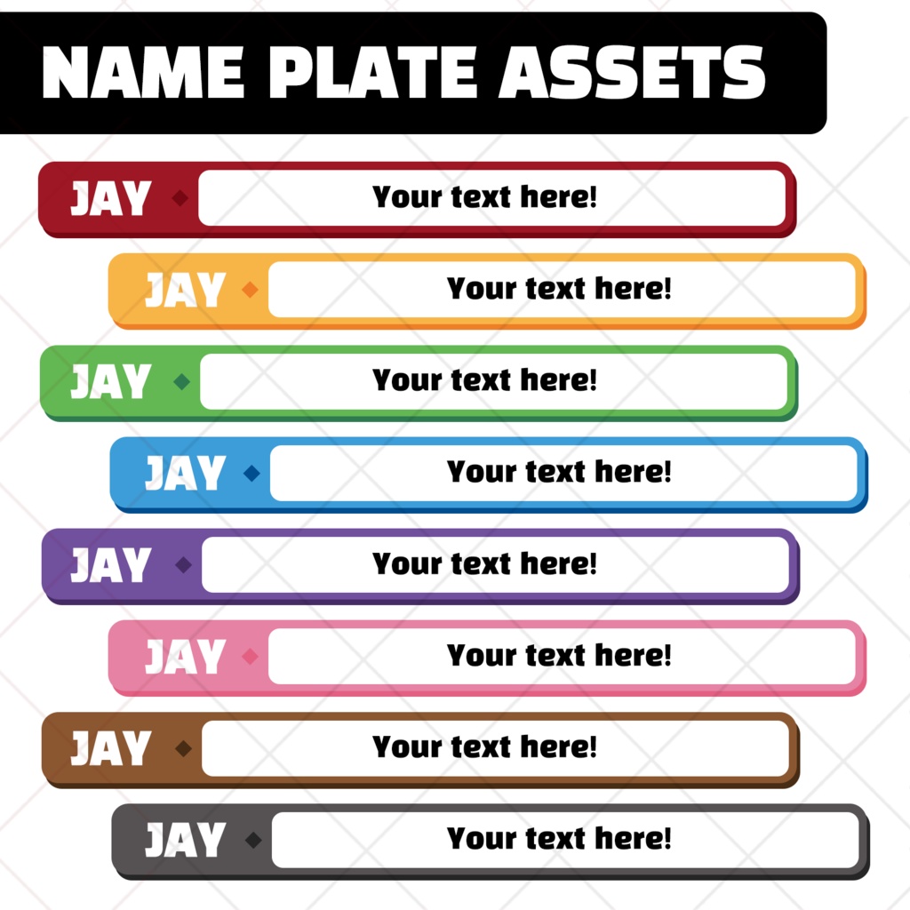 【Vtuber】 8 COLORS / Name plate assets