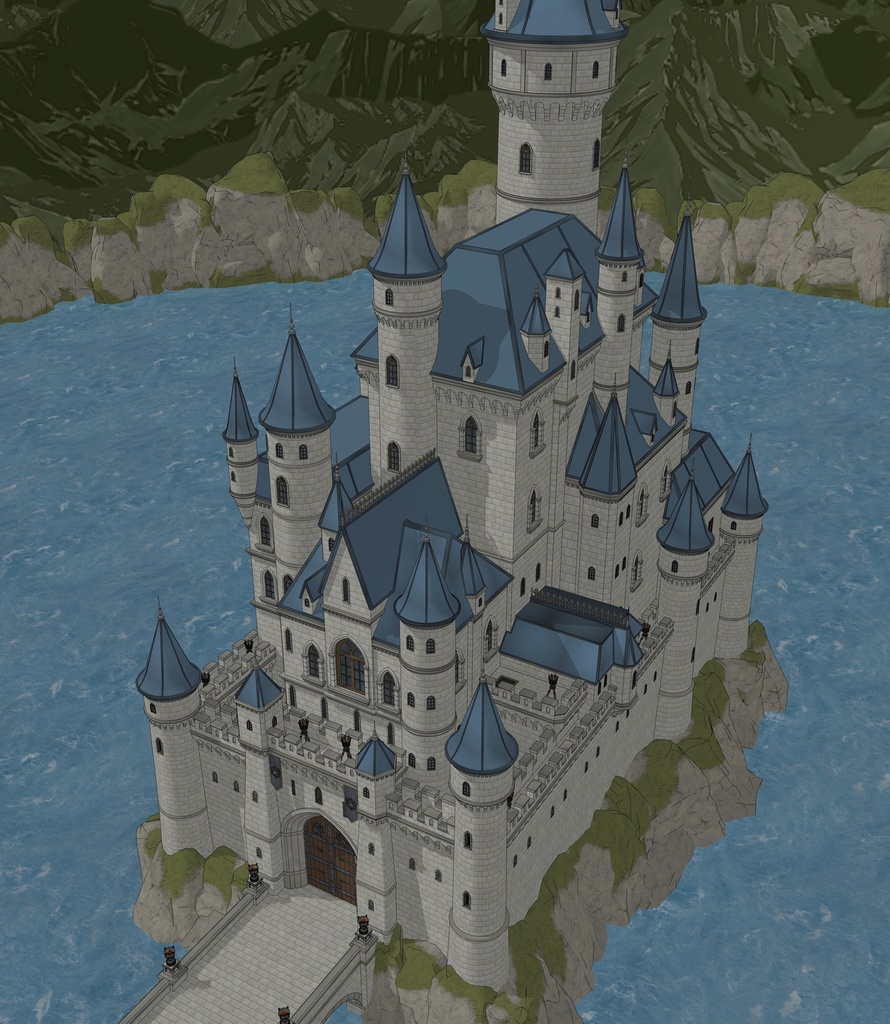 北部ゴシック城 外観(夏 / 冬)|SketchUp背景素材