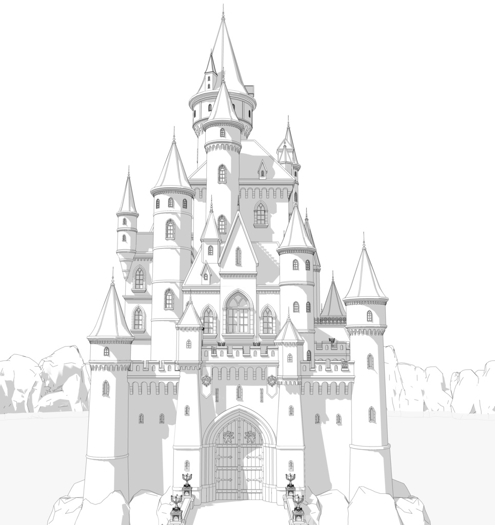 北部ゴシック城 外観(夏 / 冬)|SketchUp背景素材