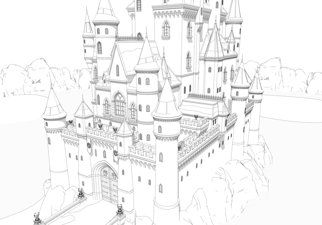 北部ゴシック城 外観(夏 / 冬)|SketchUp背景素材