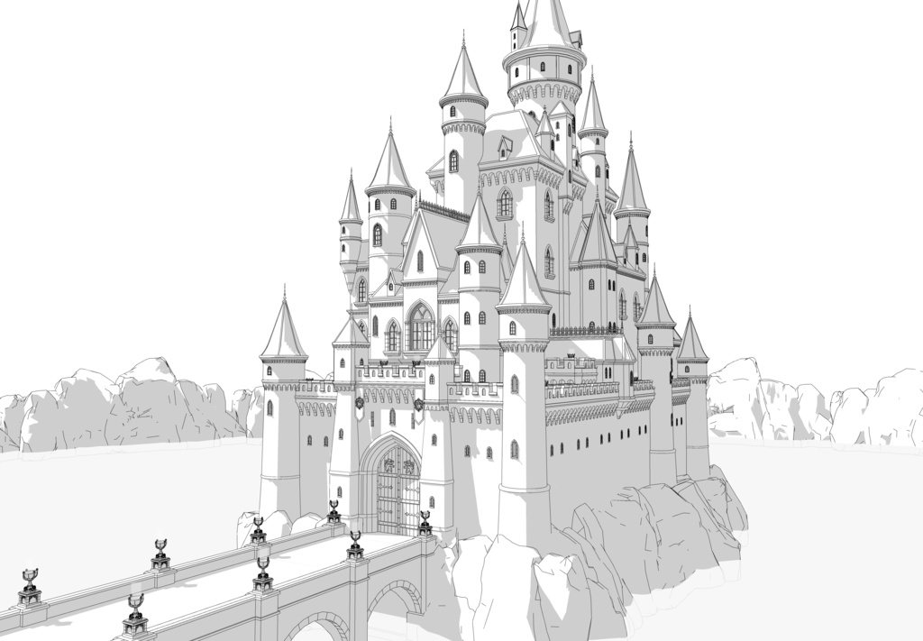 北部ゴシック城 外観(夏 / 冬)|SketchUp背景素材