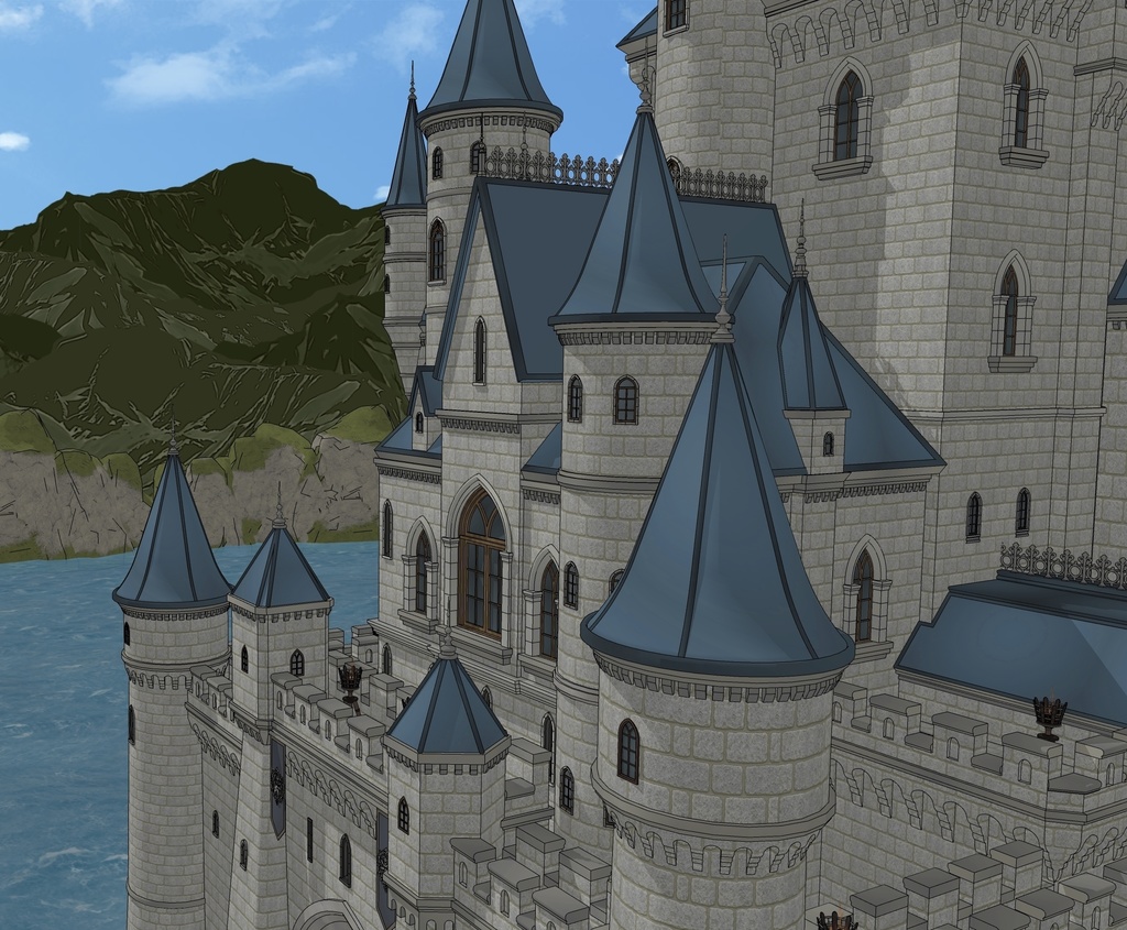北部ゴシック城 外観(夏 / 冬)|SketchUp背景素材