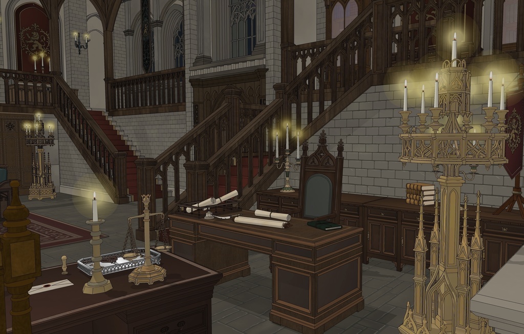 北部ゴシック城 執務室|3D背景素材(SketchUp)