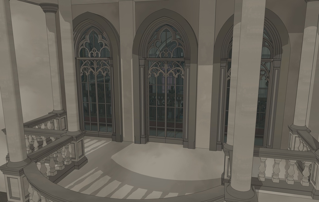 北部ゴシック城 執務室|3D背景素材(SketchUp)