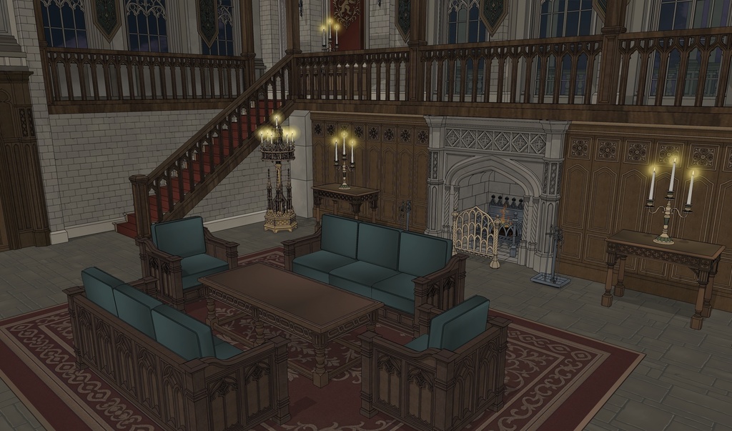 北部ゴシック城 執務室|3D背景素材(SketchUp)