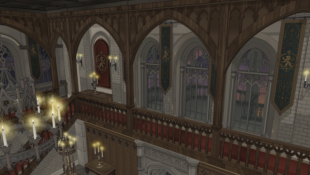 北部ゴシック城 執務室|3D背景素材(SketchUp)