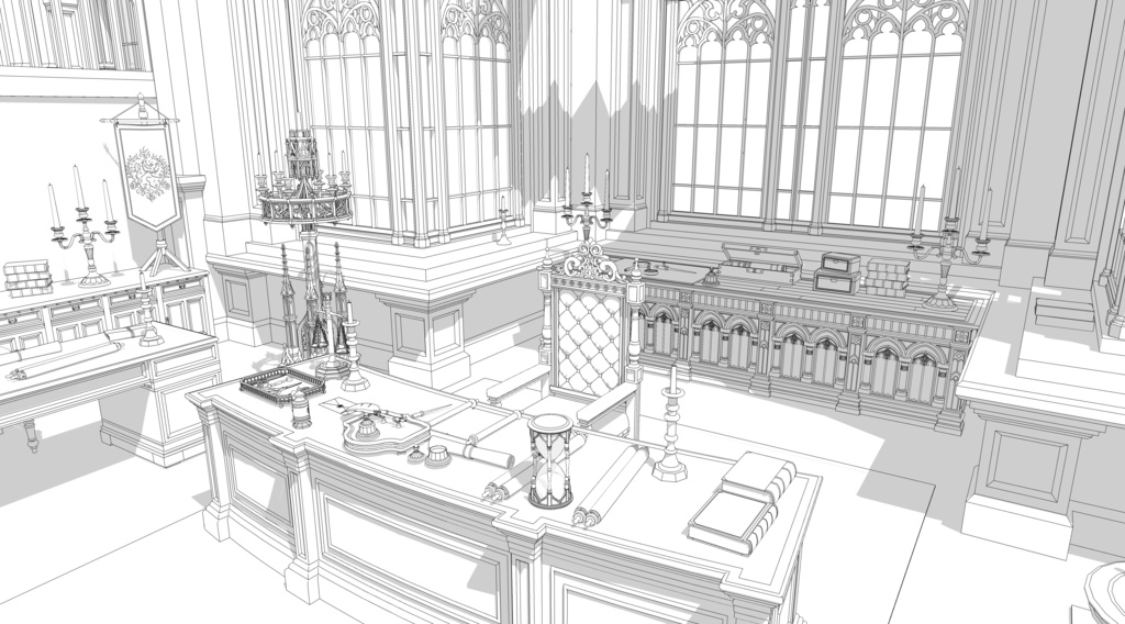 北部ゴシック城 執務室|3D背景素材(SketchUp)