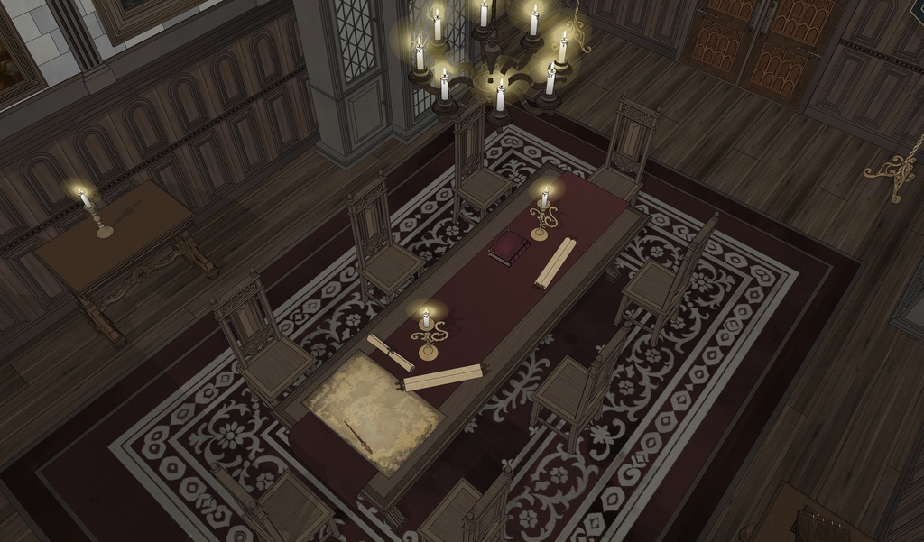 北部ゴシック城 会議室|3D背景素材(SketchUp)