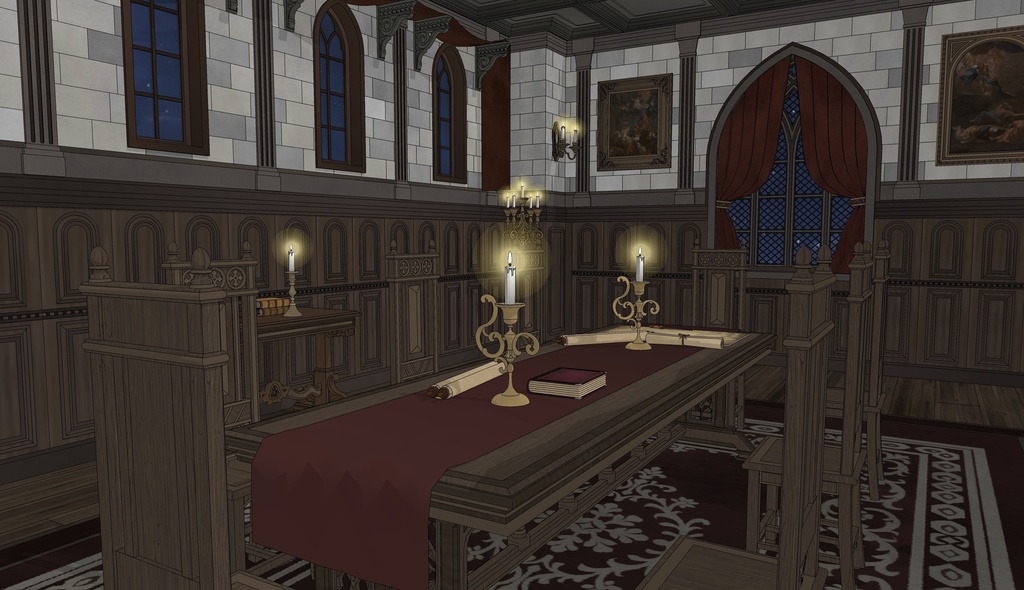 北部ゴシック城 会議室|3D背景素材(SketchUp)