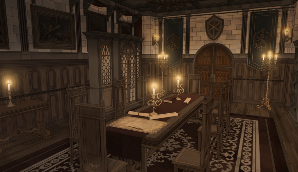 北部ゴシック城 会議室｜3D背景素材（SketchUp）