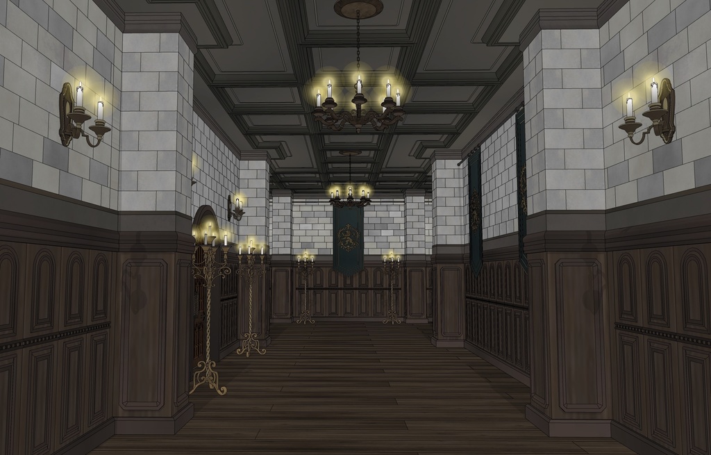 北部ゴシック城 会議室|3D背景素材(SketchUp)