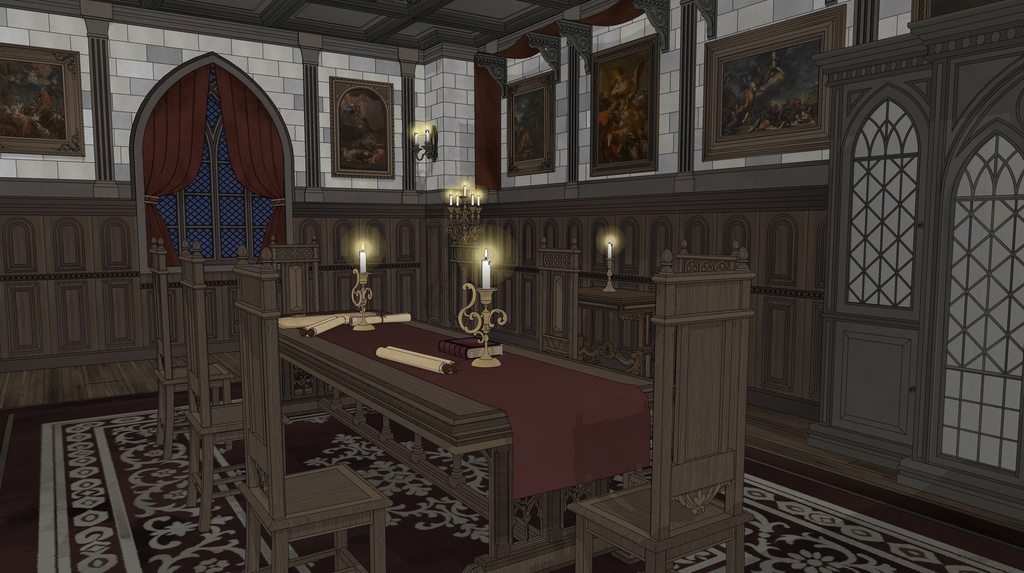 北部ゴシック城 会議室|3D背景素材(SketchUp)
