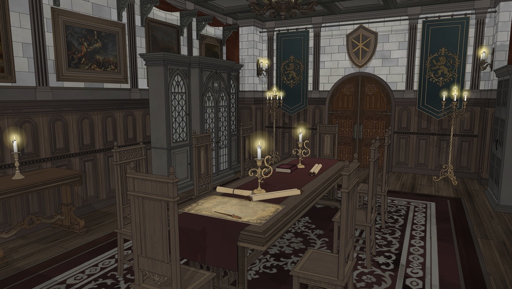 北部ゴシック城 会議室|3D背景素材(SketchUp)