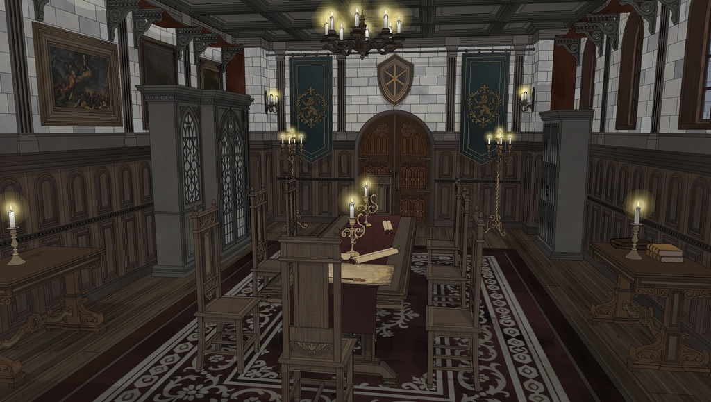 北部ゴシック城 会議室|3D背景素材(SketchUp)