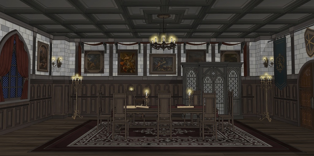 北部ゴシック城 会議室|3D背景素材(SketchUp)