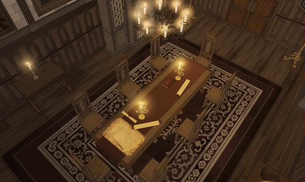 北部ゴシック城 会議室|3D背景素材(SketchUp)