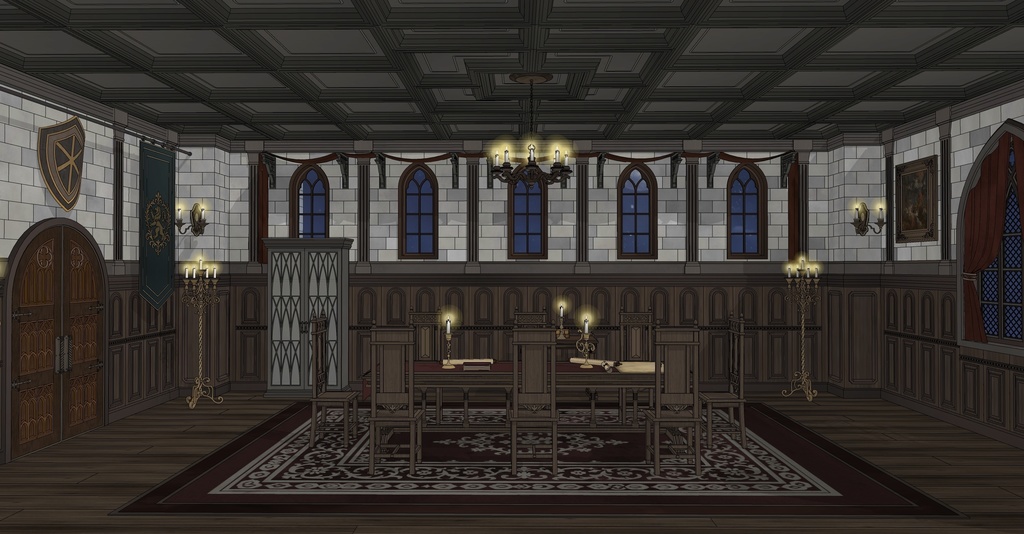 北部ゴシック城 会議室|3D背景素材(SketchUp)