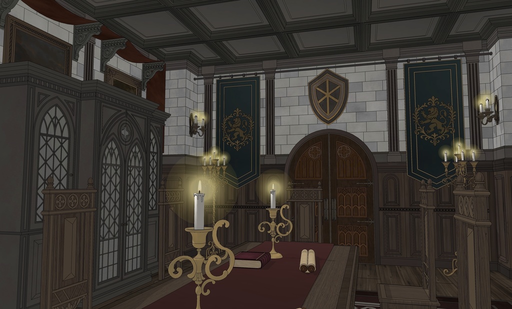 北部ゴシック城 会議室|3D背景素材(SketchUp)