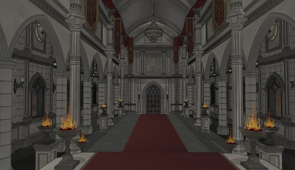 北部大公の謁見室|ゴシック城 内部 3D背景(SketchUp)
