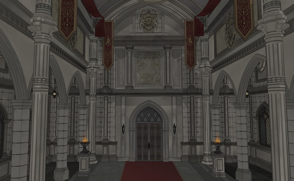 北部大公の謁見室|ゴシック城 内部 3D背景(SketchUp)