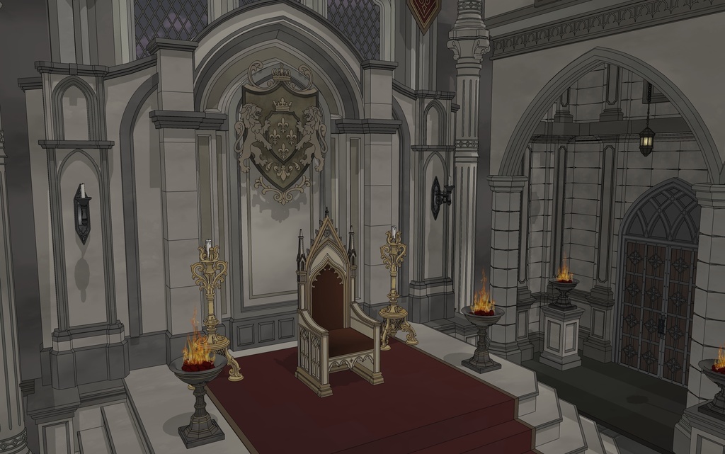 北部大公の謁見室|ゴシック城 内部 3D背景(SketchUp)