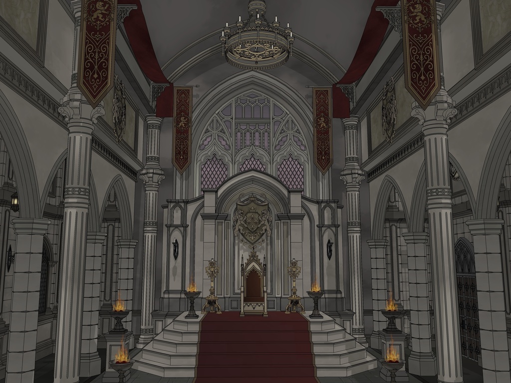 北部大公の謁見室|ゴシック城 内部 3D背景(SketchUp)