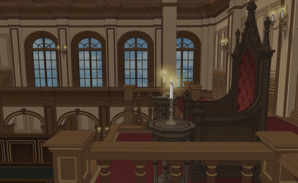 ゴシック城 裁判所|3D背景(SketchUp)