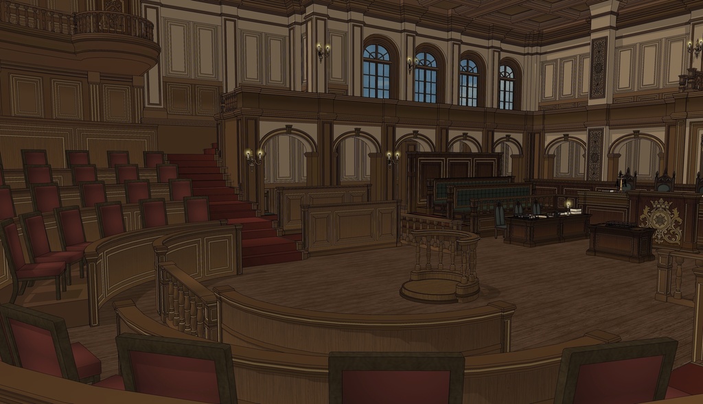 ゴシック城 裁判所|3D背景(SketchUp)