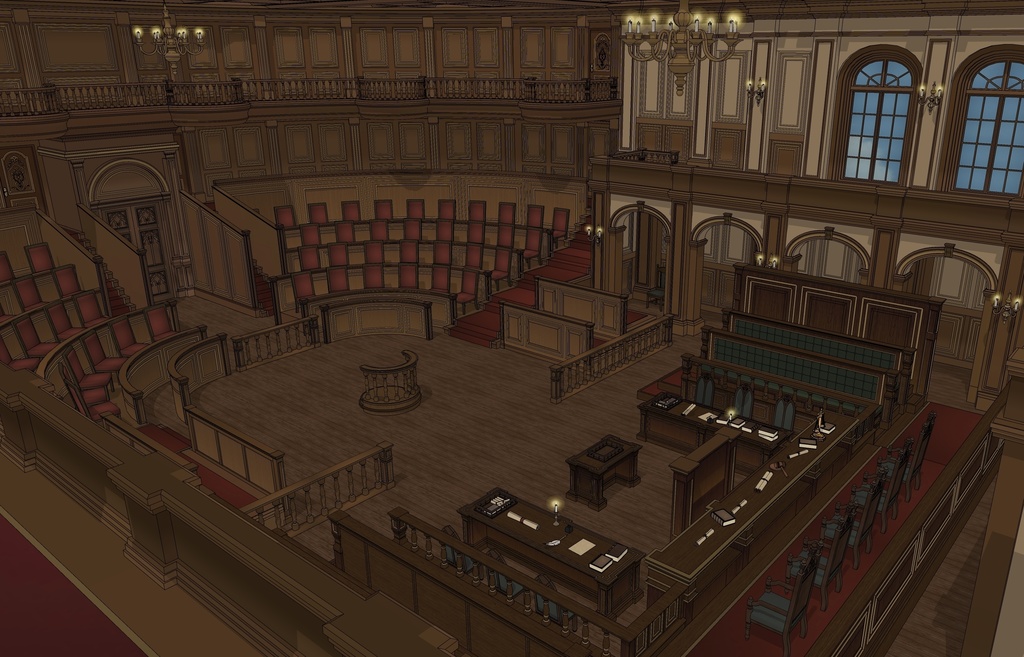 ゴシック城 裁判所|3D背景(SketchUp)