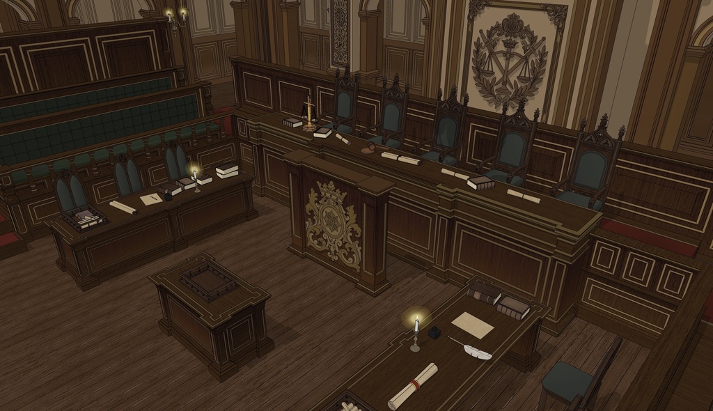 ゴシック城 裁判所|3D背景(SketchUp)