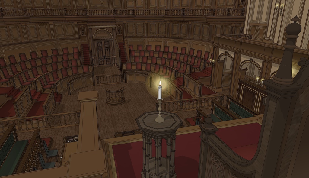 ゴシック城 裁判所|3D背景(SketchUp)