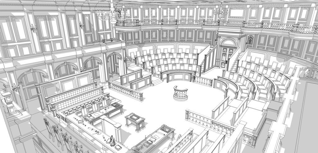 ゴシック城 裁判所|3D背景(SketchUp)